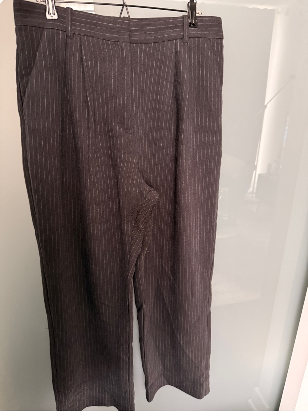 Abercrombie & Fitch Black Pinstripe Sloan Tailored High Rise Curve Love Trousers